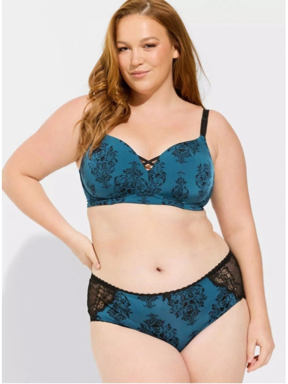 Women's TORRID Skull Damask Print Wire-Free Push-Up Bra 40DD